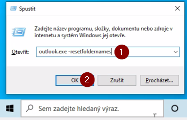 outlook resetfoldernames