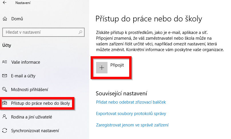pripojeni skolniho uctu