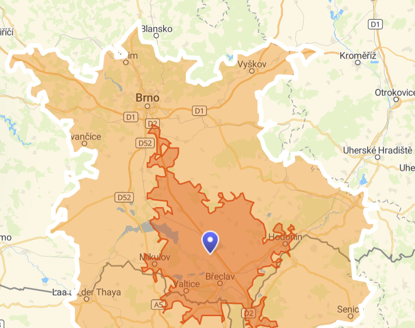 dosah it služby mapa